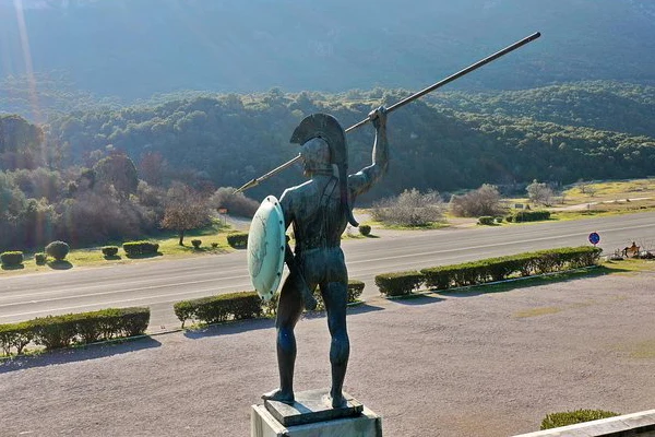 Back view of a statue at Thermopylae