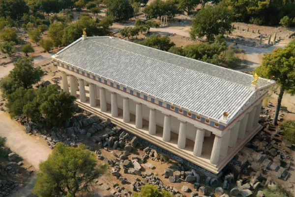 Panoramic view of ancient olympia building