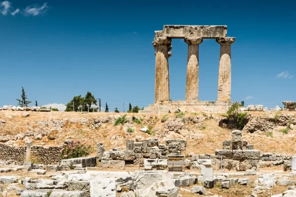 Ruins of temple in Corinth, Greece